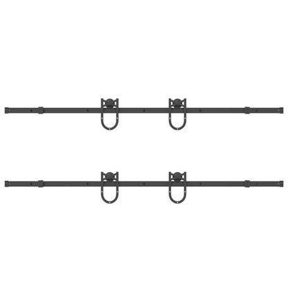 Schuifdeur Set – Schuifdeursysteem – Kamerverdeler – Afscheidingsdeur – Binnendeur Schuifdeur – 200 cm Stalen Rail – Matzwarte Industriele Afwerking