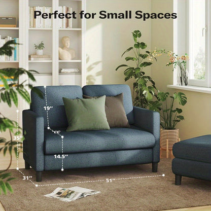 2-zits Sofa – Loveseat – Bank – Tweezitsbank – Compact Sofa – Teddy Velvet Blauw-grijs – 19 cm Veerkrachtige Kussens – Ruimtebesparend Design