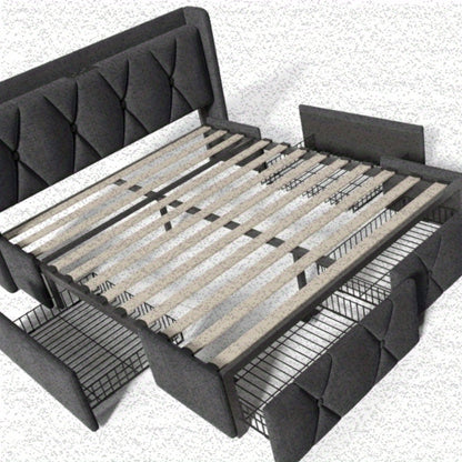 Tweepersoonsbed – Bedframe – Boxspring – Stapelbed – Slaapbank – 160x200 cm – Met Opberglades en Hoofdbord – Montageklaar en Duurzaam Niet-Houten Materiaal