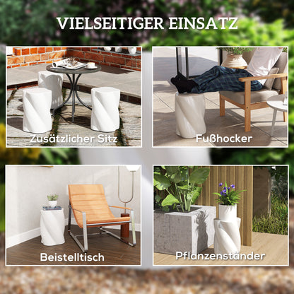 Keramische Tuinstoel – Tuinkruk – Bijzettafel – Voetenbank – Plantenstandaard – Wit – Weerbestendig – Draagvermogen 120 kg – Ø33x45 cm