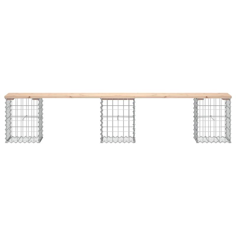 Gabionbank – Schanskorfbank – Tuinbank – Buitenbank – Balkonbank – Stevig Massief Grenenhout – Metaalframe – Steen-opvulbaar – Weerbestendig – 203x31x42 cm