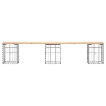 Gabionbank – Schanskorfbank – Tuinbank – Buitenbank – Balkonbank – Stevig Massief Grenenhout – Metaalframe – Steen-opvulbaar – Weerbestendig – 203x31x42 cm