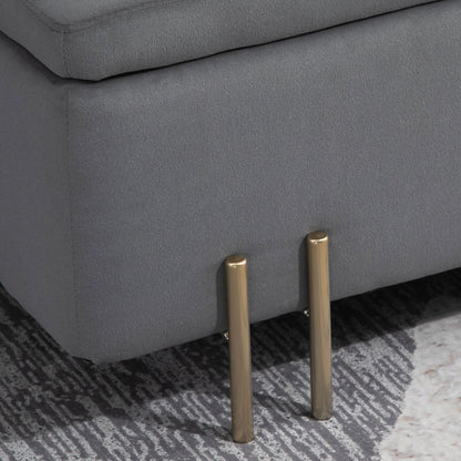 Opbergbank – Schoenenbank – Zithoekbank – Bankje – Vintage Bench – Donkergroen Gestoffeerd – Verborgen Opbergruimte – Rubberhout Frame – Verzinkte Metalen Poot