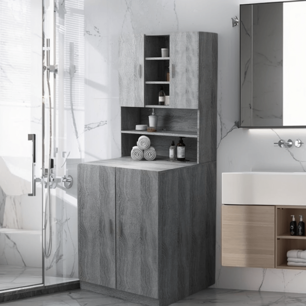 Wasmachinekast – Opbergkast Wasmachine – Badkamerkast – Wasmachine Meubel – Wasruimte Kast – Gray Sonoma – Hoogwaardig MDF – Afmetingen 71x71,5x91,5 cm