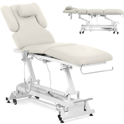 Massagebank – Massagetafel – Behandelbank – Behandeltafel – Massagebed – Elektrisch Verstelbaar – 3 Motoren – Max. Draagvermogen 250 kg – Beige