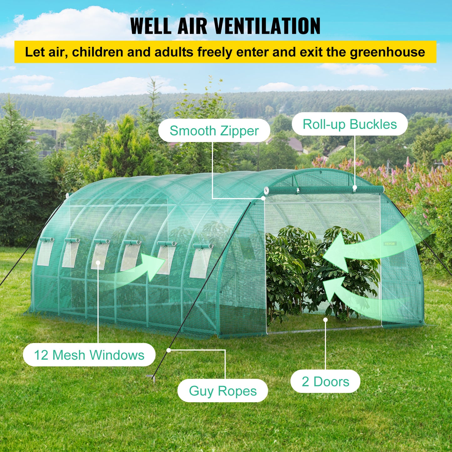 Tunnelkas – Kweekkas – Groentekas – Serre – Tuinkas – 20 x 10 x 7 ft – Gegalvaniseerd Stalen Frame – Waterdichte PE-Folie