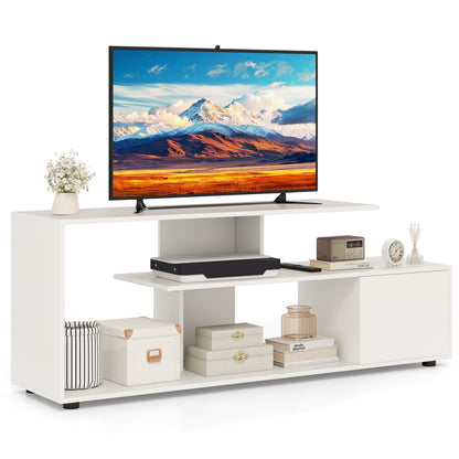 TV-meubel – TV-kast – Lowboard – Tv-meubel met opbergruimte – Tv-plank – Wit – Voor tv’s tot 55 inch – Uniek asymmetrisch design