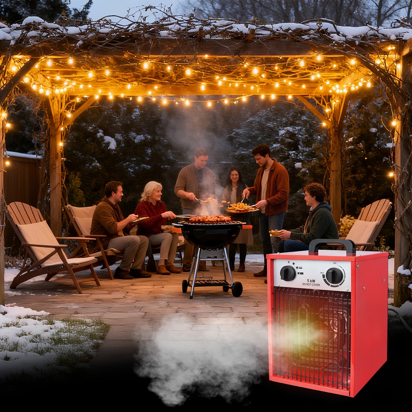 Terrasverwarmer – Tuinverwarming – Terras Heater – Elektrische Kachel – Buitenshuis Verwarming – 5000W Vermogen – Draagbaar Vrijstaand Ontwerp
