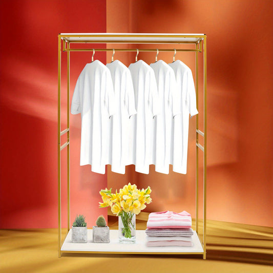 Clothing display rack with 20 square tubes and 2 Golden colored boards, measuring 120 * 45 * 190cm, Boutique Display, Store Fixtures, Elegant Display, Modern Rack, Highquality Build, Durable Frame, Garment Rack, Fashion Displ