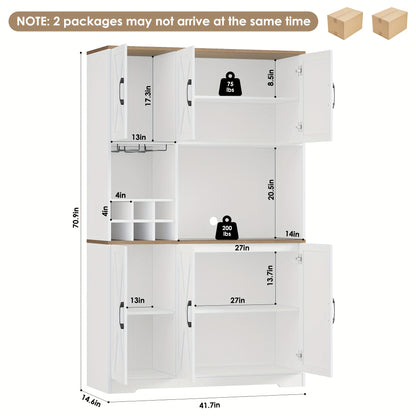 Keukenkast – Opbergkast – Keukenmeubel – Buffetkast – Keukenonderkast – Wit Design – Houtconstructie – 68,5 cm Hoog – 3,2 Cubieke Voet Inhoud