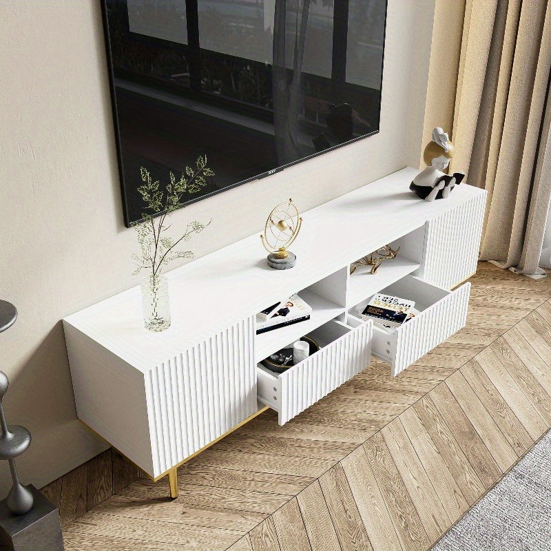 Tv Meubel – Tv Kast – Media Console – Entertainment Center – Meuble Tv Avec Rangement – Metaal Met Gouden Accenten – Duurzaam En Compact Design