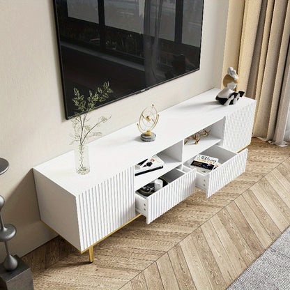 Tv Meubel – Tv Kast – Media Console – Entertainment Center – Meuble Tv Avec Rangement – Metaal Met Gouden Accenten – Duurzaam En Compact Design
