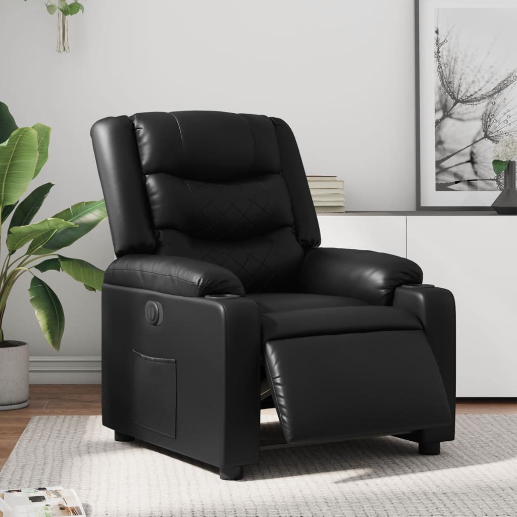 Elektrisch Verstelbare Relaxstoel – Elektrische Fauteuil – Relax Fauteuil – Verstelbare Stoel – Elektrische Loungestoel – Zwart Kunstleer – Verstelbaar Tot 135 Graden