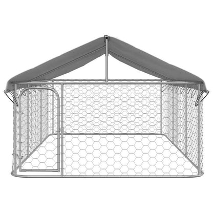 Hondenkennel – Hondenren – Hondenhok – Dierenverblijf – Buitenkennel – Grote Afmeting 399x201x150 cm – Afneembaar Dak Met Regengoot – Duurzaam Metalen Frame & Weerbestendige Cover