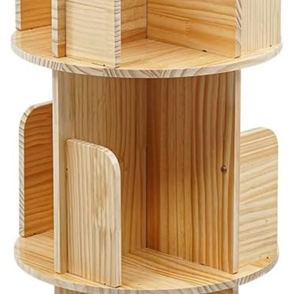 Boekenkast – Boekenrek – Opbergkast – Vakkenkast – Draaibare Kast – 5 Laags – 360° Draaibaar – Stevig Plastic – Licht Bruin