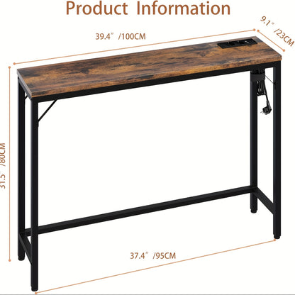 Smalle Sidetable – Smalle Console Tafel – Haltafel – Banktafel – Wandtafel – Metaal Frame – Compact 98x25x80 cm – Minimalistisch Design
