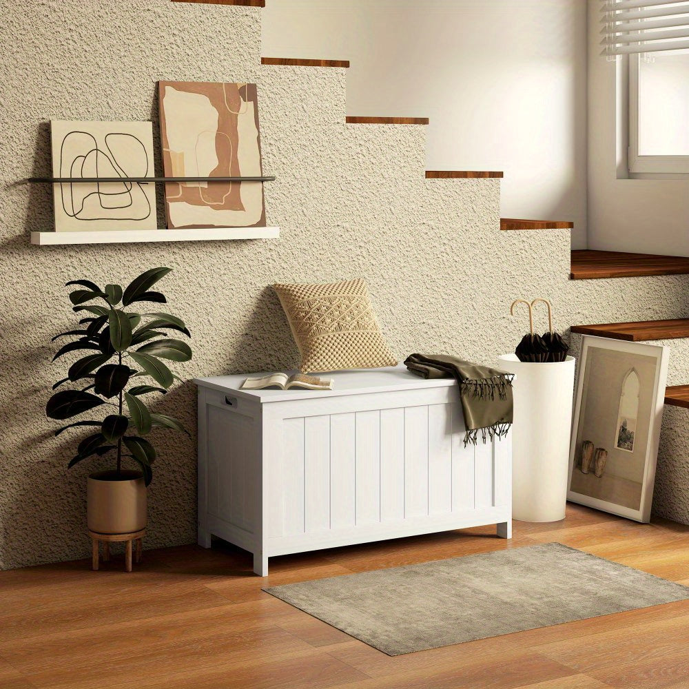 Opbergkist – Speelgoedkist – Opbergbak – Dekenkist – Opbergmeubel – Wit – Met Handgrepen – Flip-Top Deksel – 81 x 40 x 46 cm – Kunststof