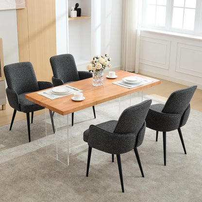 Bezoekersstoel – Vergaderstoel – Eetkamerstoel – Bureaustoel – Stoel met Armleuningen – Zachte Schuimzitkussen – Stevig Metalen Frame – Anti-slip Voeten – Set Van 2 – Zwart