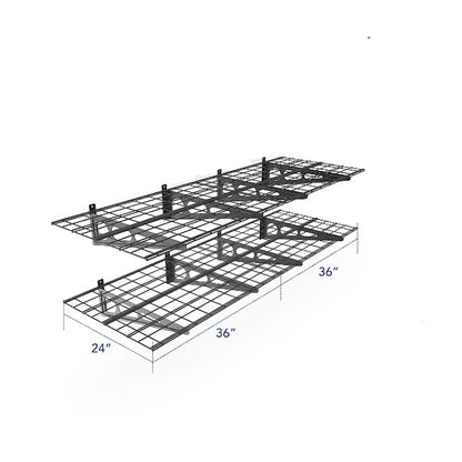 1 Steel 2-Pack Garage Storage Shelves, Heavy-Duty Steel, Storage Rack Wall Floating Shelves, Compatible with 40.64/45.72/60.96cm Wood Studs, 272.16 KG Capacity, Easy Installation with Hardware and Template, Garage Storage She