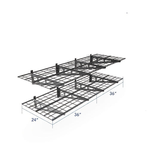1 Steel 2-Pack Garage Storage Shelves, Heavy-Duty Steel, Storage Rack Wall Floating Shelves, Compatible with 40.64/45.72/60.96cm Wood Studs, 272.16 KG Capacity, Easy Installation with Hardware and Template, Garage Storage She