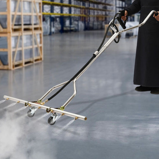 Waterbezem – Hogedrukreiniger Accessoire – Oppervlaktereiniger – Vloerbestrijder – Sproeibezem – 7 Nozzles – 360° Roterende Wielen – Roestvrij Stalen / Aluminium – Geschikt Voor 1500-5000 PSI