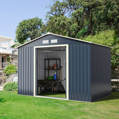 Metaal Tuinhuis – Tuinberging – Opslagschuur – Gereedschapsschuur – Buitenschuur – Grote Opbergruimte – Ventilatie Met 4 Ventilaties – Duurzame Stalen Constructie – Grijs