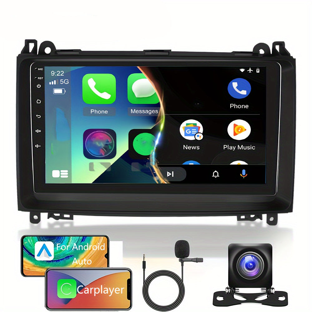2 DIN Android Autoradio – Multimedia Speler – Navigatiesysteem – Touchscreen Radio – Bluetooth Radio – 9 Inch Display – Draadloze CarPlay & GPS – Met Camera & Microfoon