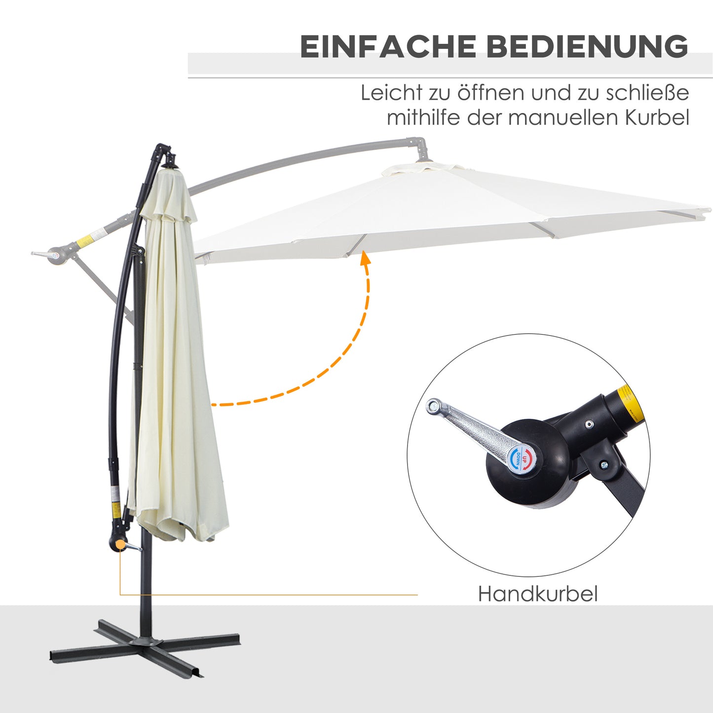 Parasol – Tuinparasol – Balkonparasol – Terrasparasol – Strandparasol – Stevig Stalen Frame – Handkurk Openen – Grijs Ø 2,95 m