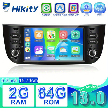 Hikity [2+64G] for Android 13 Car Stereo Radio 15.75cm HD Screen Autoradio for Fiat Punto (2010-2016)/Linea (2012-2015) Support Carplay,, WiFi, GPS, Voice Control, Backup Camera