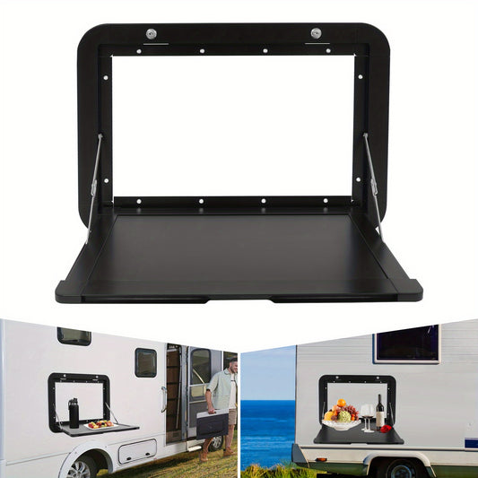Inklapbare Tafel Camper – Opklapbare Picknicktafel – Wandtafel – Kampeertafel – Opvouwbare Eettafel – Aluminium – Dubbel Slot – 60x36 cm – Mat Zwart