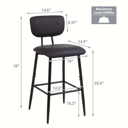 Barstoel – Barkruk – Barstoel Kruk – Barkrukken – Barstoel Stoel – Set van 2 – Verstelbare Zithoogte 66 cm – Met Metalen Frame en Kunstleren Bekleding