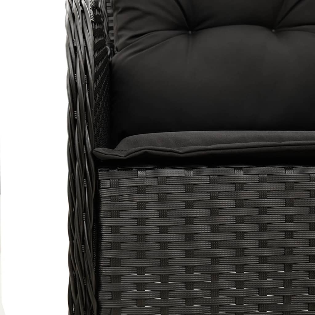 Tuinset – Tuinmeubelset – Loungeset – Terrasmeubels – Balkonset – Verstelbare Rugleuning – Weerbestendig PE-Rattan – Zwarte Kussens