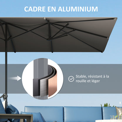 Buitendorpel – Terrasparasol – Dubbele Parasol – Tuinparasol – Balkonparasol – Groot formaat 451 x 264 cm – UV-bestendig 200 g/m² polyester