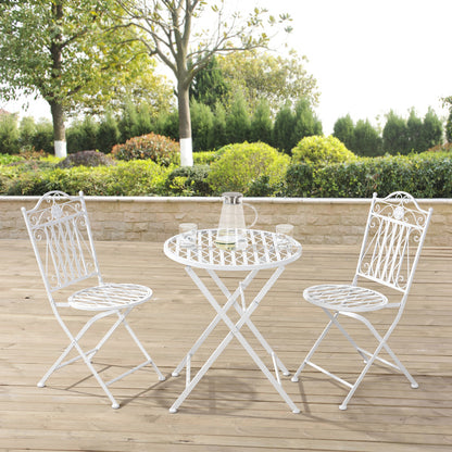 Bistroset – Balkonset – Tuinset – Klapset – Buitenmeubilair – Metaal – Opvouwbaar – Weerbestendig – Compact Design – Ronde Tafel 60 cm