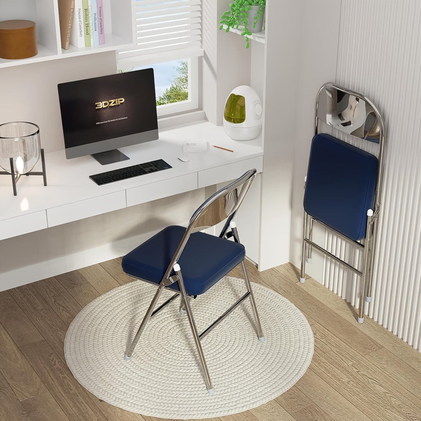 Opklapstoelen – Campingstoelen – Tuinstoelen – Klapstoelen – Vouwstoelen – Set Van 4 Blauw – Met Gestoffeerde Zitting – Stevig Metalen Frame Tot 175 Kg