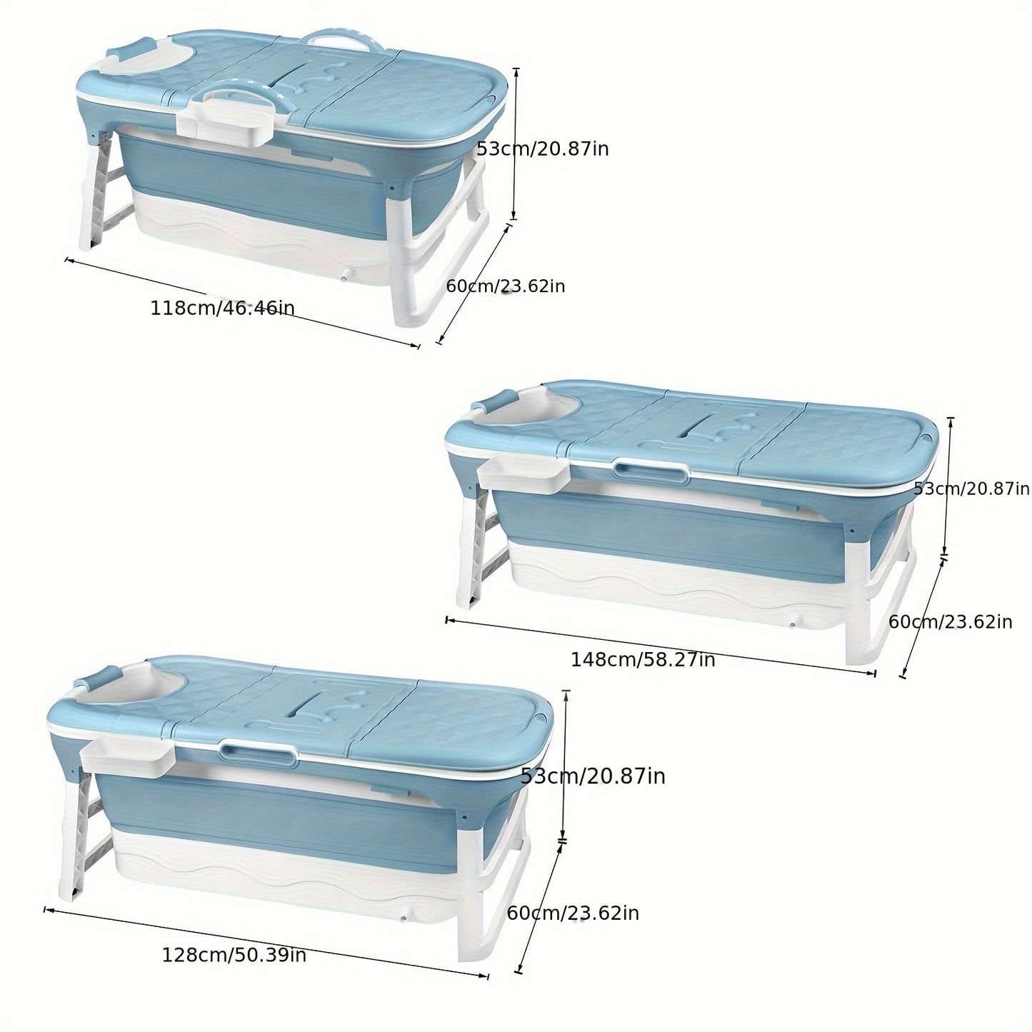Opvouwbaar Bad – Inklapbaar Bad – Zitbad – Ligbad – Mobiel Bad – 128 cm Lang – Duurzaam PP/TPE Materiaal – 6 Massage Rollers