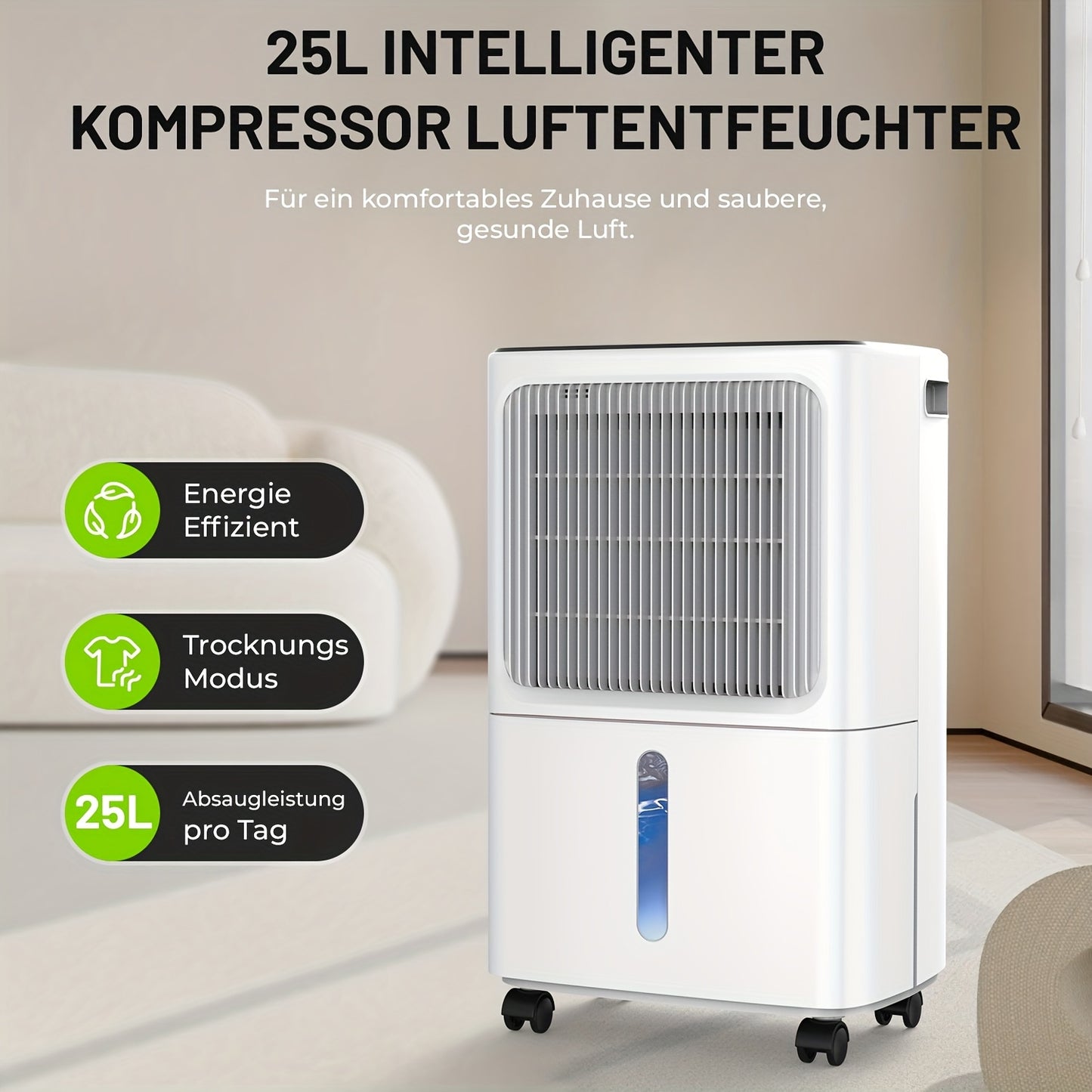 Ontvochtiger – Luchtontvochtiger – Vochtvreter – Vochtverwijderaar – Kledingdroger – 16 Liter Capaciteit – Digitale Vochtigheidsmeter met Timer