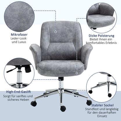 Bureaustoel – Office Chair – Draaistoel – Kantoorstoel – Bureau Stoel – Ergonomisch Design – Verstelbare Hoogte – Kantelfunctie – Microvezel – Maximaal 120 kg – Lichtgrijs – 67x69x92-102 cm