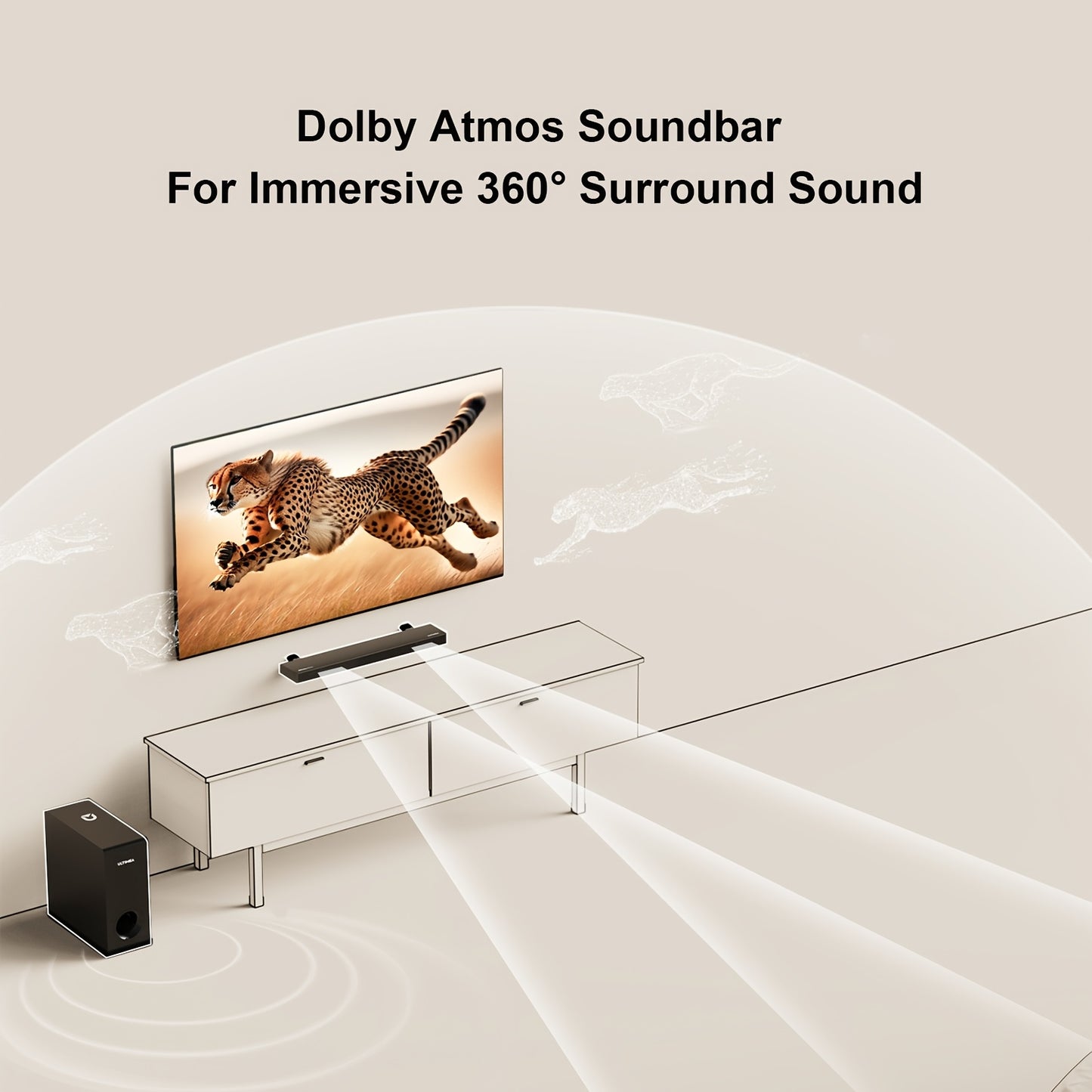 Soundbar – Home Theater Speaker – Multimedia Speaker – Audio Bar – Surround Sound Systeem – Dolby Atmos – Bass Boost – Ultra-Slim Design – HDMI eARC – Zwart