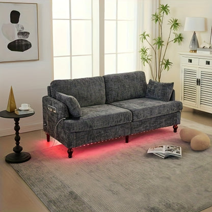 2-zits bank – loveseat – tweezitsbank – kleine bank – compact sofa – grijs chenille – direct gebruiksklaar – zijopbergzak