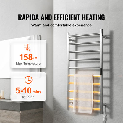Elektrische Handdoekwarmer – Handdoekradiator – Verwarmd Handdoekrek – Badkamerrek – Wandmontage – RVS Staal – 5 Warmtestanden Met Timer