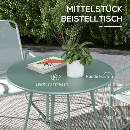 Tuinset – Tuinmeubelset – Bistroset – Balkonset – 3-delig Groen – Ademend Stof – Compact Rond Tafel 60 cm