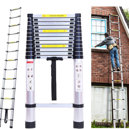 Uitschuifladder – Telescopische Ladder – Opsteekladder – Vouwladder – Aluminium Ladder – 5 Meter Uitschuifbaar – Anti-Slip Rubber Voeten