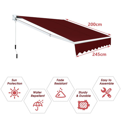 Zonnescherm – Zonwering – Uitschuifbaar Scherm – Terras Schaduw – Balkon Zonnescherm – Verstelbare Hoek 40-100° – Waterafstotend Polyester Doek & Aluminium Frame