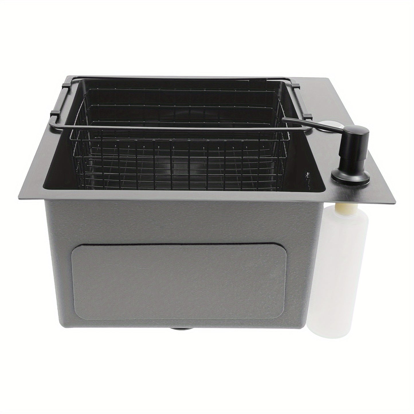 Dubbele Gootsteenbar – Keuken Organizer – Afwasrek – Zeepdispenser – Roestvrijstalen Drainer – Zwart – Compact 45x40 cm – Eenvoudige Installatie Zonder Boren