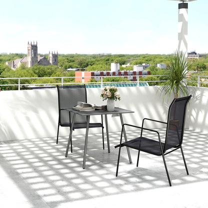 Tuinset – Tuintafel – Diningset – Bistroset – Loungeset – 6 Personen – Waterbestendig Lattenblad – Roestvrij Stalen Frame – Grijs – 150x80x74 cm