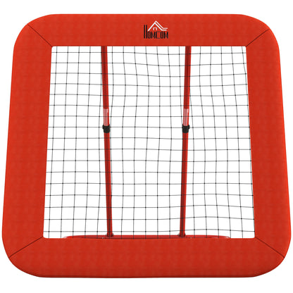 Voetbal Rebound Net – Oefennet – Terugkaatssysteem – Trainingsnet – Bal Terugkaatsnet – Verstelbaar – Opvouwbaar – Metaal Frame – Weerbestendig PE Net – Inclusief Ophanghaken – Rood