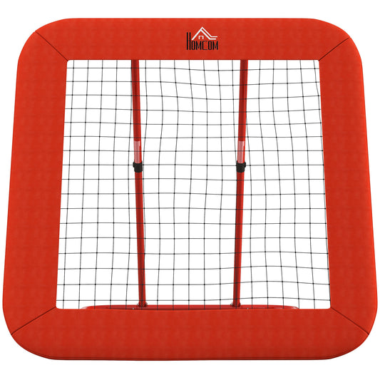 Voetbal Rebound Net – Oefennet – Terugkaatssysteem – Trainingsnet – Bal Terugkaatsnet – Verstelbaar – Opvouwbaar – Metaal Frame – Weerbestendig PE Net – Inclusief Ophanghaken – Rood