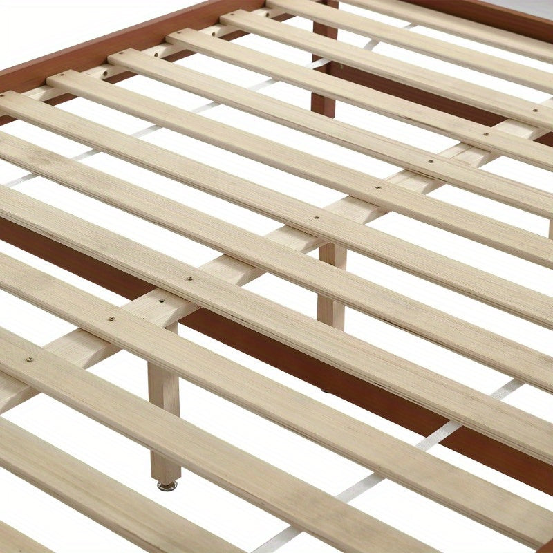 Bedframe – Vintage Bed – Slaapbank – Opbergbed – Lattenbodem – 140x200 cm – Stevig Dennenhout – Roodbruine Afwerking