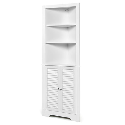 Hoekopberger Badkamer – Hoekkast – Opbergkast – Badkamerkast – Opbergmeubel – Wit MDF – 3 Open Planken – Verstelbare Plank